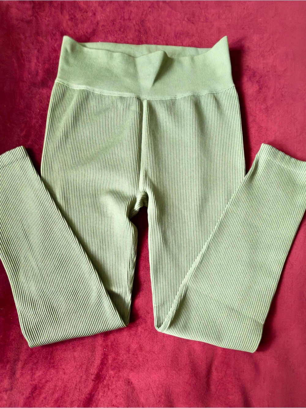 Calvin Klein Light Green Ribbed Leggings Sz M